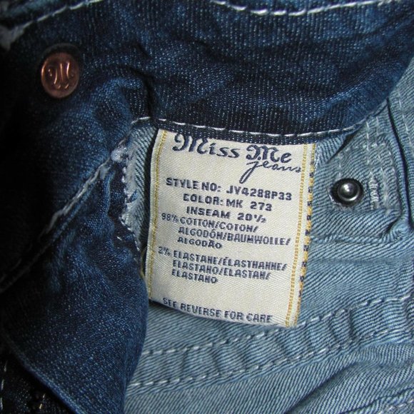 Miss Me Jeans Size 28 Signature Cuffed Capri studded embellished distressed - Picture 11 of 12